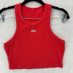 Alo Yoga Aspire Tank Red Hot Summer/White Small